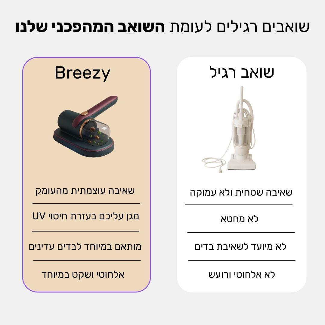 Breezy - שאיבת אבק וחיטוי בדים עדינים